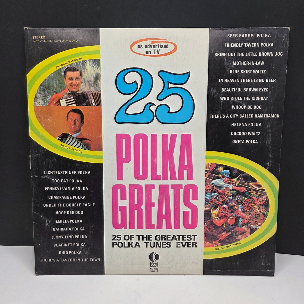 K-Tel 25 Polka Greats Vinyl LP Record NC 420 Frankie Yankovic Myron Floren Vtg